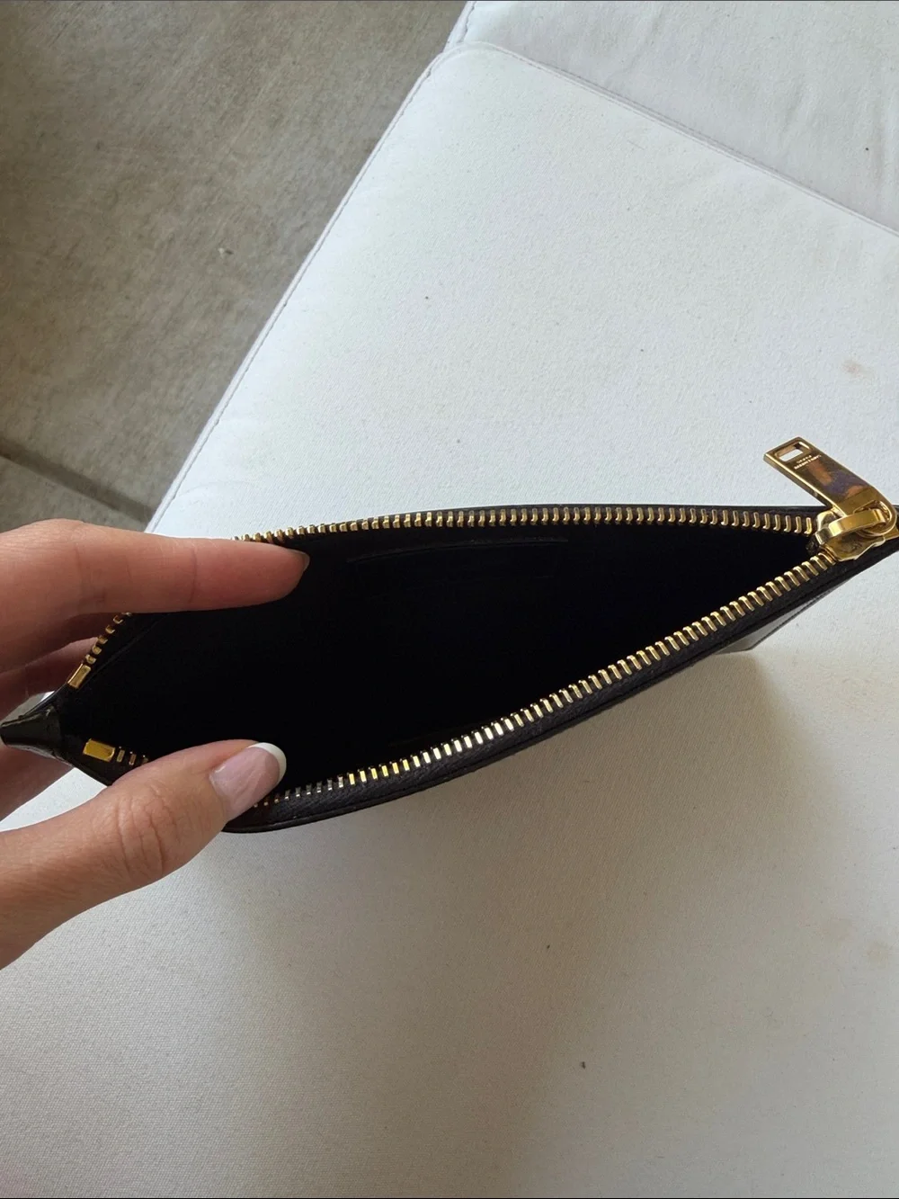 Saint Laurent Black Leather Zip Pouch with Gold Hardware